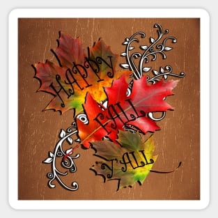Fall Quote, Happy Fall Y'all! Beautiful Autumn Colors in this design: Home Decor & Gifts Sticker